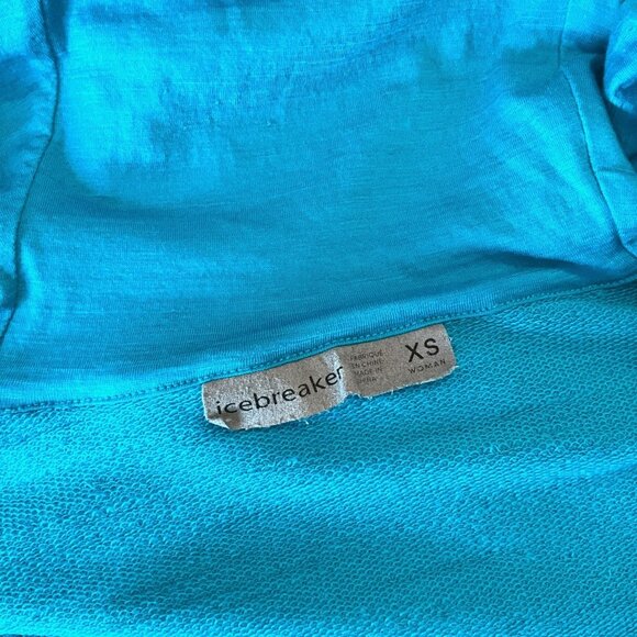 Icebreaker Quantum II Hoodie Jacket Blue Full Zip 100% Merino Wool Size XS - Picture 8 of 13